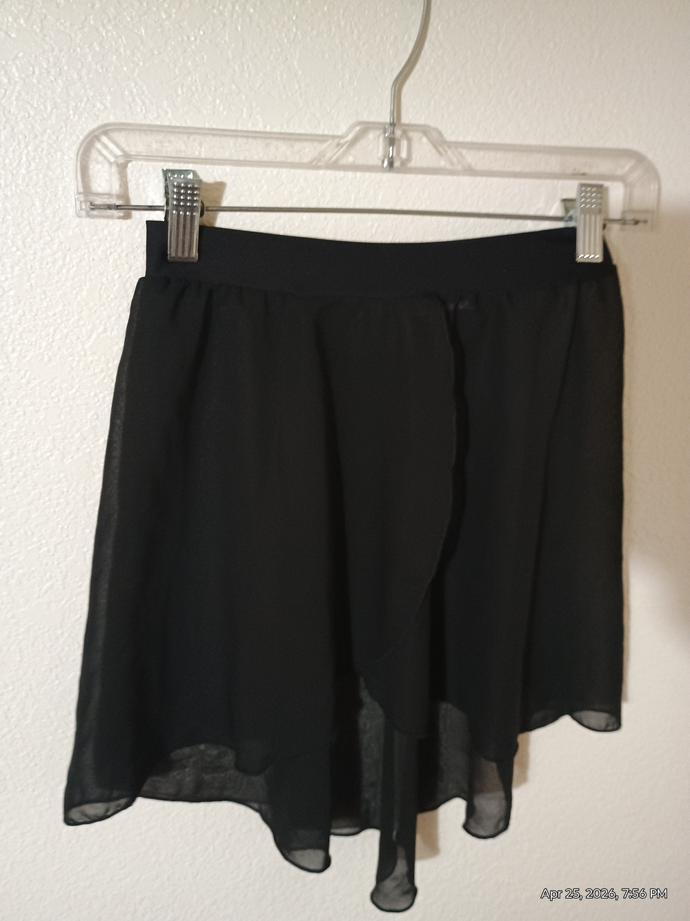 Kids Ballet Black Layered  Dance High-Low Chiffon Skirt